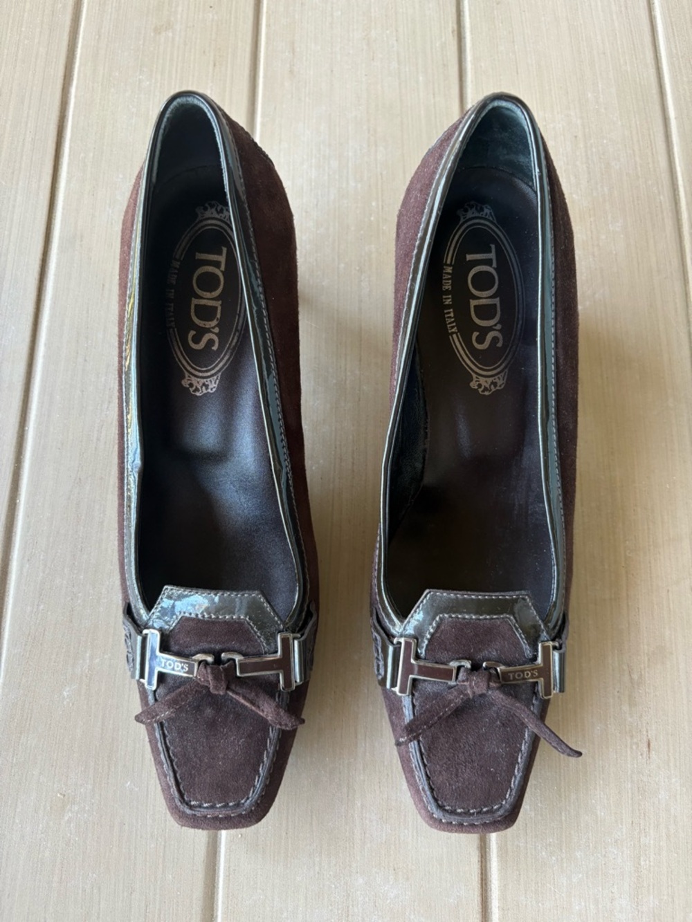Tod's Timeless Classic Brown Suede Block Heel Loafers With Logo. Women’s EU 37 - Picture 5 of 16